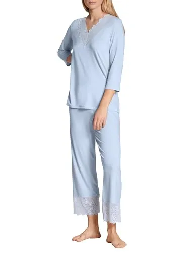 CALIDA Elegant Dreams 7/8-Pyjama Damen - Schlafanzüge für Damen, luftiger Schnitt mit Spitzendetails für höchsten Komfort und Stil beim Schlafen.