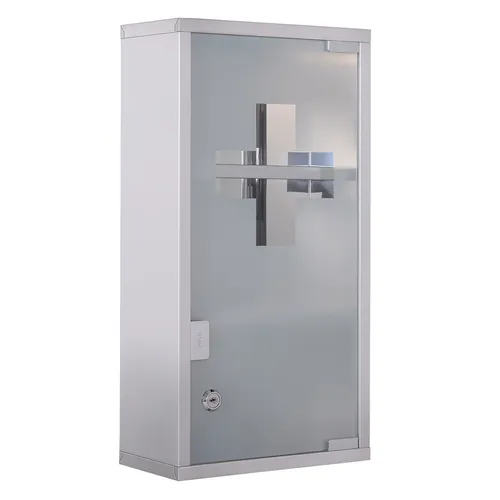 Homcom Medizinschrank Silber - Sicherer Arzneischrank für Ihr Bad - Bad-Hängeschränke mit sicherem Schließdesign und rostbeständigem Edelstahl. Ideal für Haushalte mit Kindern und Haustieren, inklusive 2 Schlüsseln zur sicheren Aufbewahrung von Medikamenten.