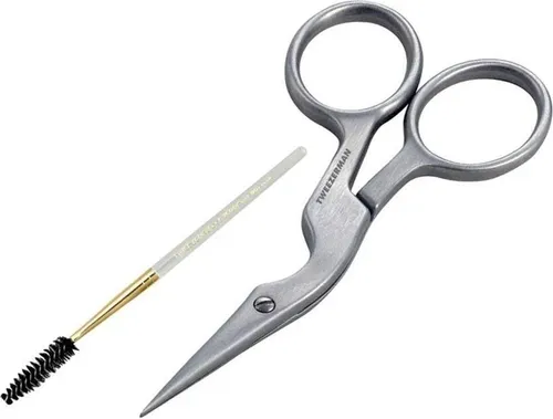 TWEEZERMAN Brow Shaping Scissors & Brush - Set für perfekte Augenbrauen: Die präzise Edelstahl-Schere mit ultradünnen Schneiden und eine Augenbrauenbürste sorgen für einen kontrollierten Schnitt und Wow-Brows.