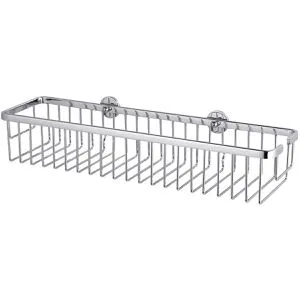 tesa Duschablage ALUXX - Selbstklebendes Duschablagekorb, 1 Ablagefläche, elegantes Design in silber glänzend, ideal für bohrfreie Montage im Bad