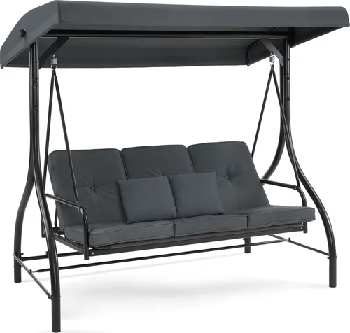 MCombo Hollywoodschaukel 3-Sitzer mit Liegefunktion - Robuste Hollywoodschaukel für den Garten, bietet Platz für 3 Personen und ermöglicht entspanntes Liegen. Wetterfestes Material und verstellbares Dach für optimalen Sonnenschutz.