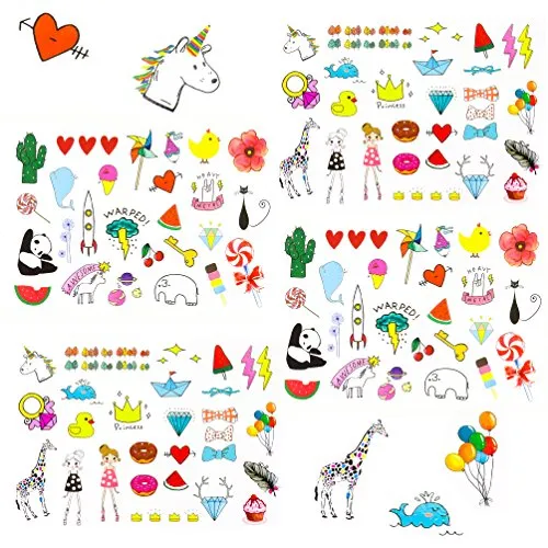 Oblique Unique® Kinder Tattoo Set Temporäre Kindertattoos für Kindergeburtstag zum Spielen - Verschiedene Motive