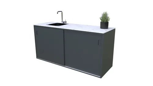 Bellano Living Element für Outdoorküchen mit Spüle links & 2 Türen anthrazit - Stylisches Bellano Living Element für Outdoorküchen, ideal für gesellige Grillabende. Praktische Spüle und zwei Türen bieten viel Stauraum und Funktionalität im Außenbereich.