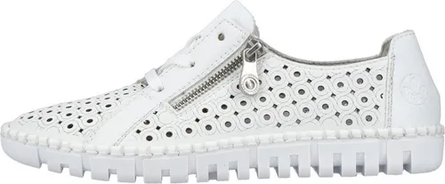Rieker Damen Low-Top Sneaker M2300 - Damen-Sneaker aus Glattleder mit flacher TR-Sohle, ideal für den Alltag und bieten hohen Tragekomfort dank Reißverschluss und normaler Weite.