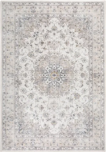LUXOR living Teppich Prima 3 - Vintage Design in Creme - Flachgewebe-Teppich im Orient-Optik mit 7 mm Höhe, ideal für stilvolle Akzente in Ihrem Wohnraum. Pflegeleicht und fußbodenheizungsgeeignet, bringt er gemütliche Atmosphäre.