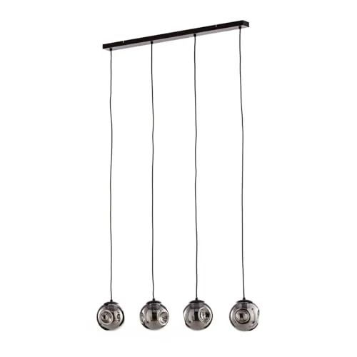 Lindby Hängeleuchte Valentina, 4-flammig mit Glasschirmen - Moderne Hängeleuchte Valentina für gemütliche Atmosphären, ideal für lange Tische im Wohn- oder Essbereich. Dekorative Einkerbungen in den Glasschirmen sorgen für eine besondere Optik.