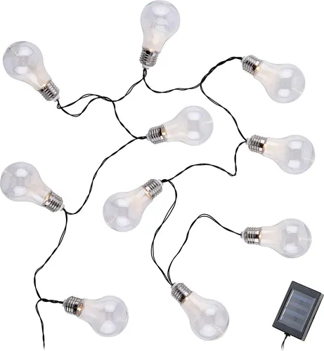 BUTLERS Solar Lichterkette Sunlight mit 10 Glühbirnen – 3,8 m Gartenbeleuchtung - Dekorative Solar Lichterkette mit 10 Glühbirnen, ideal für stimmungsvolle Abende im Garten oder auf dem Balkon. Einfache Installation und umweltfreundlich dank solarbetriebenem Licht.