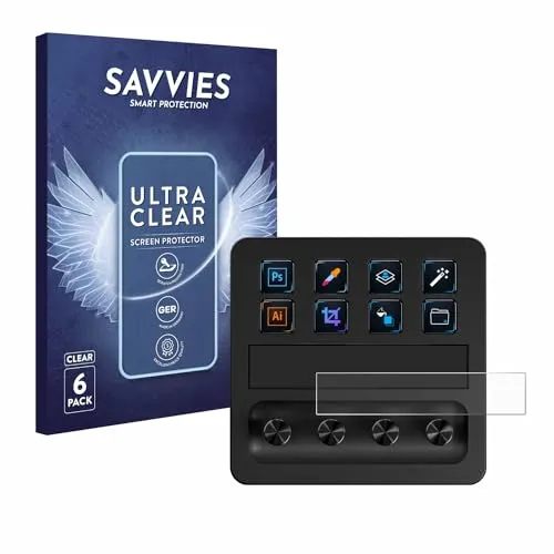 Savvies 6 Stück Schutzfolie für Elgato Stream Deck + Displayschutz-Folie Ultra-Transparent