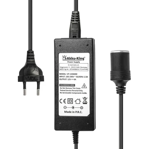 Spannungswandler 230V auf 12V 6A 72Watt Zigarettenanzünder Camping Kühlbox KFZ