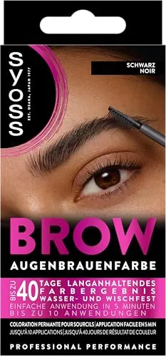 Syoss Augenbrauen Kit Schwarz Stufe 3 - Augenbrauenfarbe für einen natürlichen Look, langanhaltend und permanent, ideal für perfekt definierte Brauen.