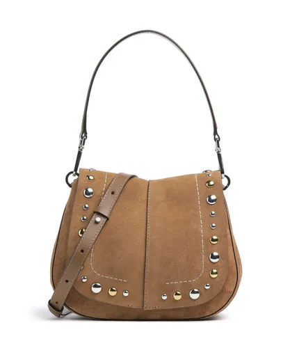 Gianni Chiarini Helena Round Schultertasche - Damen - Braun 12386-CMBRC-1478 - Elegante Schultertasche aus hochwertigem, aufgerautem Leder in caramel, ideal für stilvolle Akzente im Alltag. Perfekt für jeden Anlass.