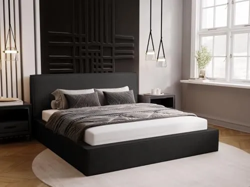 GRAINGOLD Monaco Bett 180x200 mit Bettkasten - Stylisches Polsterbett mit integriertem Stauraum, hochwertigem Velour und Lattenrost – ideal für mehr Ordnung und Komfort im Schlafzimmer.