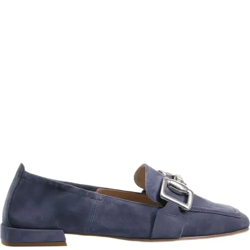 Högl Leder-Slipper "Amina" in Dunkelblau, Größe 40 - Damen Slipper aus hochwertigem Veloursleder mit rutschhemmender Laufsohle - ideal für stilvolle Auftritte und höchsten Tragekomfort.