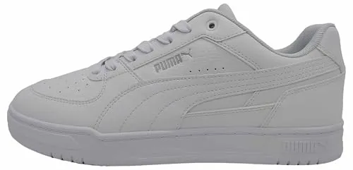 Puma CAVEN III Unisex-Sneaker in Weiß, Silber und Schwarz, 9.5 UK - Stylische Unisex-Sneaker mit flachem Absatz und regulärer Breite. Ideal für den Alltag, mit klassischem PUMA Branding und bequemen Schnürsenkeln.