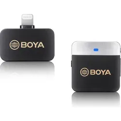 Boya BY-M1V5 für iPhone und iPad - Kompaktes Ansteckmikrofon für iPhone und iPad, omnidirektionale Aufnahme, mit Mute-Taste und Gain-Controller. Ideal für klare Sprachaufnahmen unterwegs, inklusive Hülle und Windschutz.