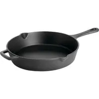 Gusseiserne Bratpfanne Ø 30cm schwarz - Hochwertige gusseiserne Pfanne mit 2 Ausgießern und praktischer Aufhängeöse, ideal für gleichmäßiges Braten und lange Haltbarkeit in der Kategorie Pfannen.