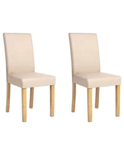 BELIANI Esszimmerstuhl 2er Set Beige Kunstleder - Elegantes Esszimmerstuhl-Set im Retro-Stil mit hoher Rückenlehne für optimalen Komfort. Das bequeme Kunstleder und die stabilen Holzbeine verleihen jedem Raum eine stilvolle Note.