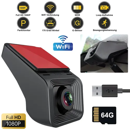 64G Auto Kamera DVR Full HD 1080P Dash Cam Videorecorder Für Android Autoradio