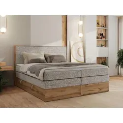 MKS MEBLE Boxspringbett WOOD CLASSIC KING 180x200 cm - Elegantes Boxspringbett mit zwei hochwertigen Multipocket-Matratzen und Topper für optimalen Schlafkomfort. Integrierte Bettkästen bieten praktischen Stauraum und sorgen für Ordnung im Schlafzimmer.
