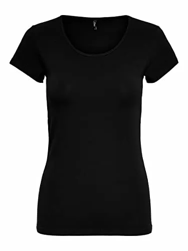 ONLY Damen Onllive Love S/S O-Neck Top JRS Blouse, Schwarz, XS EU