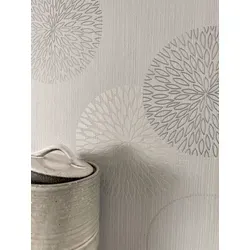 Newroom Vliestapete, Grau Tapete Modern Kreise - Mustertapete Punkte Anthrazit Silber Grafisch Retro Struktur Leicht glänzend für Schlafzimmer Wohnzimmer Küche grau