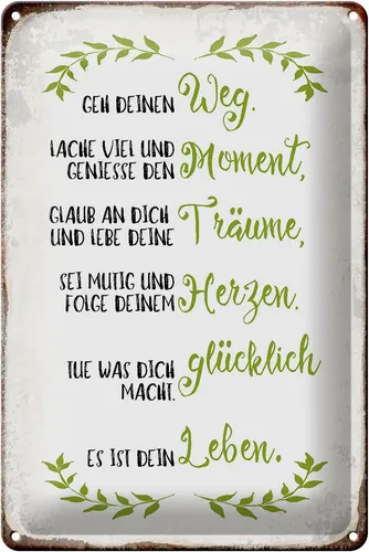 Hebold Metallschild Schild Blech 20x30cm - Made in Germany - Spruch geh deinen Weg lache v