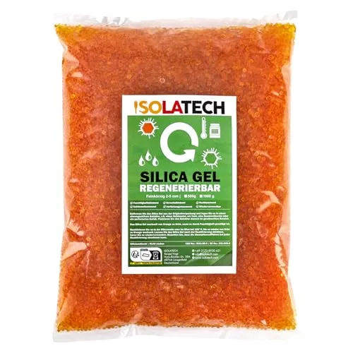 ISOLATECH Silica Gel regenerierbar Trockenmittel auch als Filament Trockner geeignet orange 3,6kg Beutel Silicagel Kugeln als Kieselgel Silikagel Entfeuchter