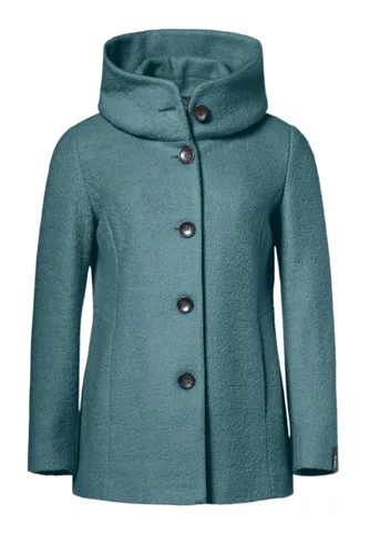 Milo Wintermantel Jesse (Wollmischung, warm, mit Kapuze) jadegrün Damen, Größe: 46 - Der elegante Damenmantel Jesse von Milo bietet eine optimale Wärmeisolierung und einen geraden Schnitt. Ideal für kalte Tage in der Stadt und winterliche Spaziergänge. Praktische Seitentaschen und schlichte Eleganz machen ihn zum Must-Have.