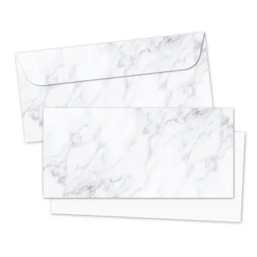 Briefkarten Set Marmor I 50 Blatt in DIN lang mit Umschlag I Weiß I Einladung Geburtstag Hochzeit Veranstaltung I dv749