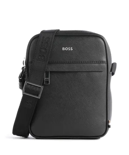 BOSS Zair_NS zip Herren Reporter, Black1 - Herren-Schultertasche aus 100% Lederfasermaterial, stilvoll und praktisch mit einem Schultergurt für optimalen Komfort.