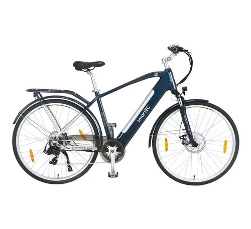 smartEC Trek-28H E-Bike Trekking Herren 250W - E-Bike mit 250W Hinterradmotor, 36V/13Ah Akku für bis zu 90 km Reichweite. Mit sicherem Bremssystem und 7-Gang Schaltung für optimalen Fahrkomfort.