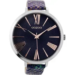 OOZOO Quarzuhr Damen Armbanduhr Timepieces Analog – Extra große Fashion-Damenuhr - Damenuhr mit extra großem (ca. 48mm) Gehäuse und modischem Metallarmband in Blau, ideal für stilbewusste Frauen.