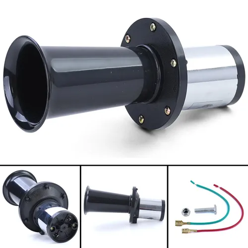 Retro Hupe Fanfare mit Oldtimer Klang Sound Universal Schwarz 12V