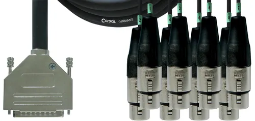 Cordial INTRO CFD 3 DFT - 3,0 m Multicore Kabel mit D-Sub und XLR - Instrumentenkabel mit D-Sub 25-polig auf 8 XLR 3-polig, ideal für analoge Tascam Anwendungen. Ausgezeichnete Signalübertragung dank hochwertiger Materialien und vernickeltem Metallgehäuse.