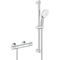 GROHE THM-Brausebatterie Grohtherm 800 mit 600mm Brausegarnitur - Brausegarnituren mit GROHE SafeStop Plus® für sichere Temperaturkontrolle und EcoJoy® Wasserspar-Technologie für umweltfreundliches Duschen.