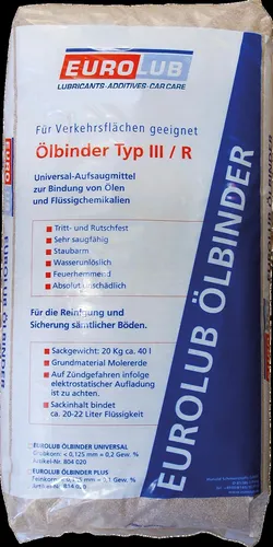 Eurolub Bindemittel ÖLBINDER UNIVERSAL (Grobkorn) 804020 - Reinigungsmittel für optimale Öl- und Chemikalienaufnahme, umweltfreundlich und vielseitig einsetzbar.