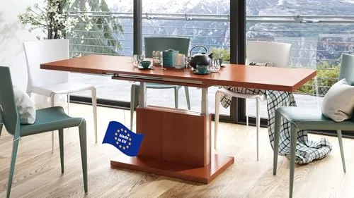 Mazzoni Aston Ausziehbarer Couchtisch 120/200cm - Konsolentisch fürs Wohnzimmer, höhenverstellbar von 56 cm bis 74 cm und perfekt für bis zu 8 Personen - ideal für kleine Räume und vielseitige Nutzung.