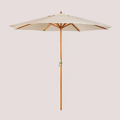 SKLUM Sonnenschirm aus Stoff und Holz Ø290 cm Cretas - Eleganter Sonnenschirm mit Ø290 cm, aus robustem Polyester und Holz. Ideal für entspannte Stunden im Freien. Schattenspendend und stilvoll für jeden Garten.