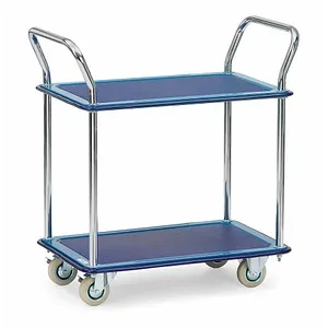 fetra Etagenwagen 2 Etagen Stahlblechplattform - Transportroller mit 2 robusten Stahlblechplattformen, rutschhemmender Oberfläche und 120 kg Tragkraft. Ideal für den schnellen Transport in Lagerhallen und Werkstätten.