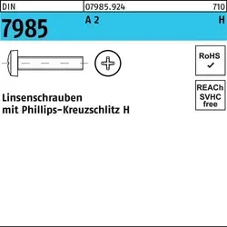 DIN 7985 Linsenschraube VG M8x50 Edelstahl A2, 100 Stück - Maschinenschrauben aus rostfreiem Edelstahl A2, ideal für langlebige und korrosionsbeständige Anwendungen, mit praktischen Phillips-Kreuzschlitz.