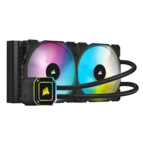 Corsair iCUE H115i ELITE CAPELLIX CPU-Flüssigkeitskühlung (33 Ultrahellen RGB-LEDs, Zwei 140-mm-PWM-Lüfter der ML RGB, 400 bis 2.000 U/min, Inklusive Commander CORE) Schwarz