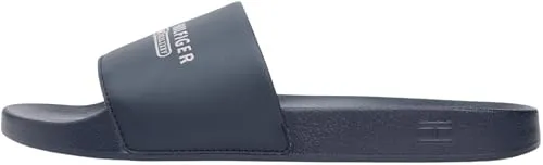 TOMMY HILFIGER Herren Pantolette "RAISED POOL SLIDE" in Dunkelblau, Gr. 42 - Stylische Pantolette von Tommy Hilfiger aus Synthetik, ideal für den Sommer. Mit offenem Schuhspitz und leicht profiliertem Sohle für optimalen Komfort im Alltag.