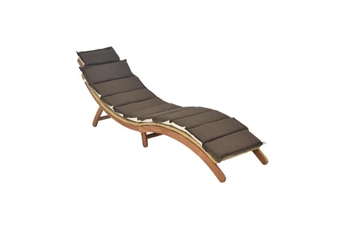 Gartenliege Capri Natur inkl. Auflage - Gartenliege mit abklappbarem Kopfteil, klappbar und leicht transportierbar. Hochwertiges Akazien-Holz und Wendekissen für optimalen Liegekomfort im Garten.