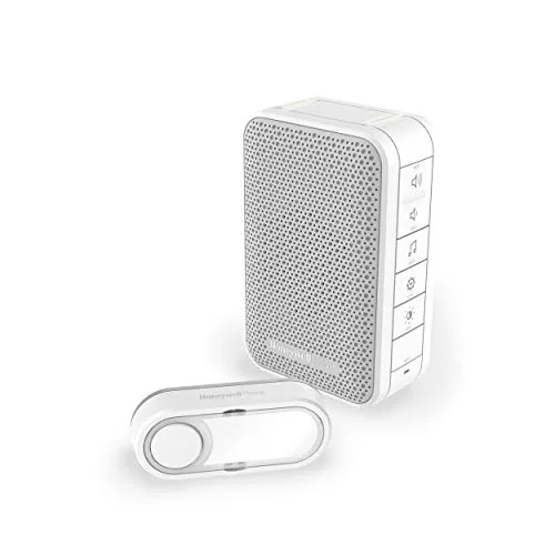 Honeywell Home DC313S Serie 3 Tragbar Funk-LED-Gong - Türglocke mit 150 m Reichweite und 6 Melodien. Kompakt, einfach zu installieren und wetterfest (IP55) – ideal für drinnen und draußen.