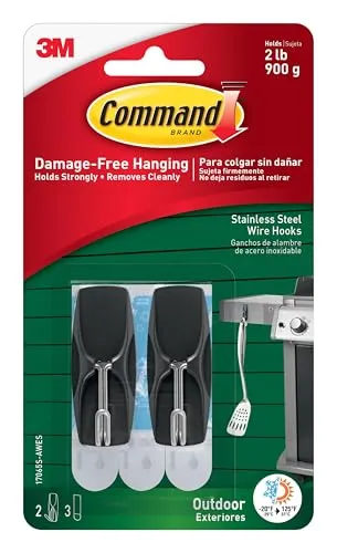 Command 17065AW Edelstahl Drahthaken 2 Haken 3 Streifen