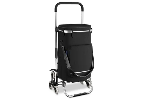 maxVitalis Einkaufstrolley Treppensteiger - Klappbarer Einkaufsroller mit Kühlfach, 43 L Stauraum und 3+3 Rad-System für müheloses Treppensteigen