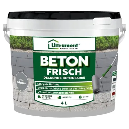 Ultrament Boden Fix Beton 4 l Telegrau - Hochwertige Bodenfarbe - Fußbodenfarben, ideal zur Renovierung von Beton- und Pflastersteinen, schützt vor Verwitterung und sorgt für eine frische Optik.