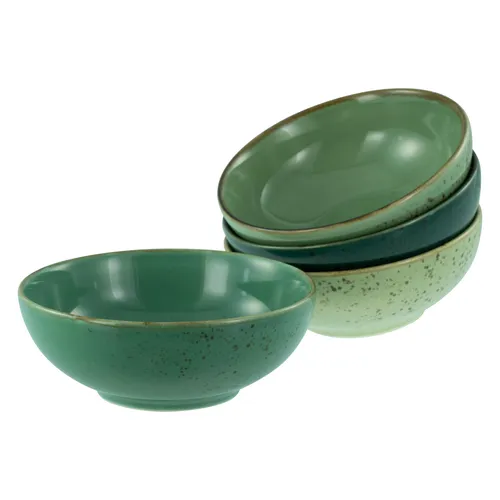CreaTable - Nature Collection Smoothie Bowl Set 4-tlg - Schüsseln im Used-Look, ideal für 4 Personen. Hergestellt aus spülmaschinen- und mikrowellengeeignetem Steinzeug, perfekt für den täglichen Gebrauch.