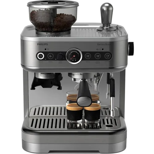 Philips Barista PSA3228/01 - Siebträgermaschine für perfekten Espresso zu Hause oder im Büro, 15 bar Druck, 2,3 l Wassertank, Dampfdüse für cremigen Milchschaum und automatische Reinigung.