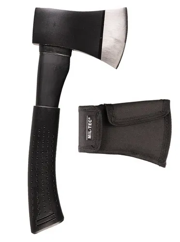 Mil-Tec Vollstahl Axt Beil Camping mit Kopftasche schwarz Neu